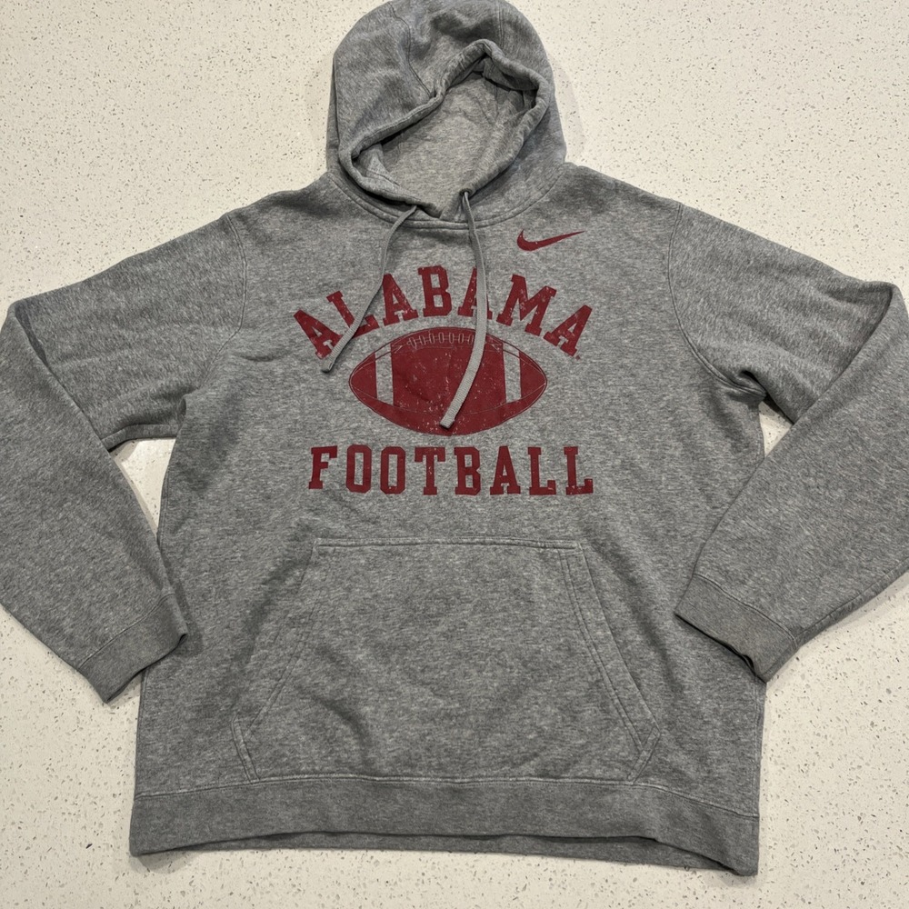 Alabama Crimson Tide Football Hoodie Men's Large Gray Nike Fleece Bama